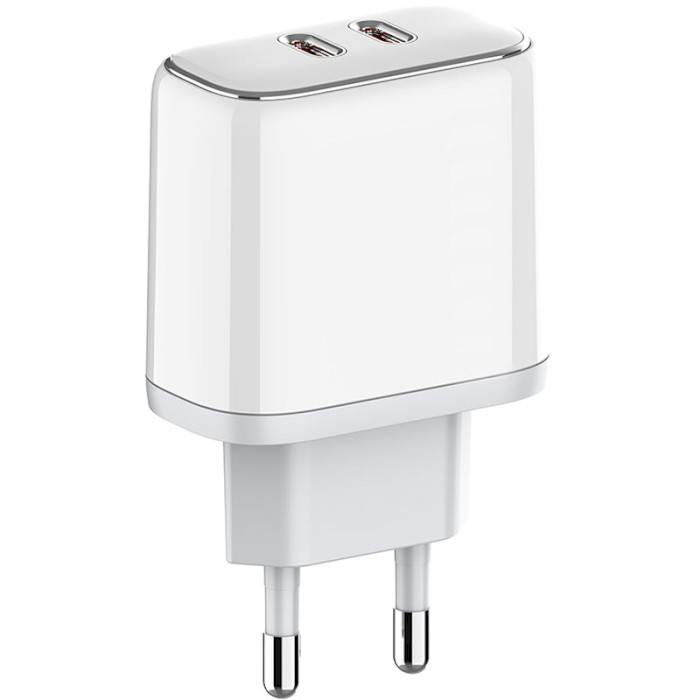 Зарядний пристрій COLORWAY 2xUSB-C, PD3.0, QC3.0, 40W White (CW-CHS048PD-WT)