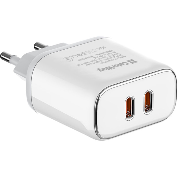 Зарядное устройство COLORWAY 2xUSB-C, PD3.0, QC3.0, 40W White (CW-CHS048PD-WT)