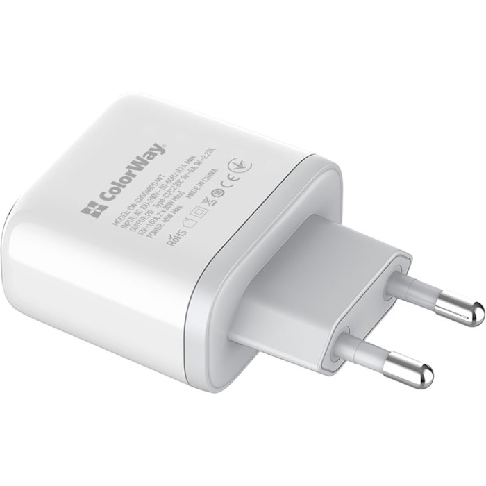 Зарядний пристрій COLORWAY 2xUSB-C, PD3.0, QC3.0, 40W White (CW-CHS048PD-WT)