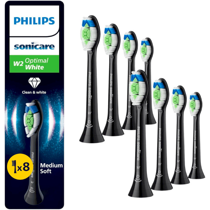 Насадка для зубной щётки PHILIPS Sonicare W2 Optimal Black 8шт (HX6068/88)