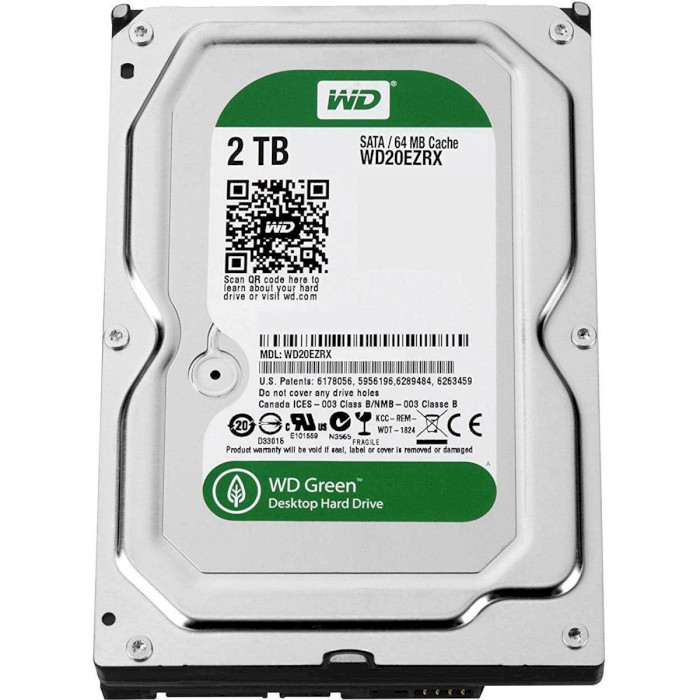 Жёсткий диск 3.5" WD Green 2TB SATA/64MB/IntelliPower (WD20EZRX-FR) Refurbished