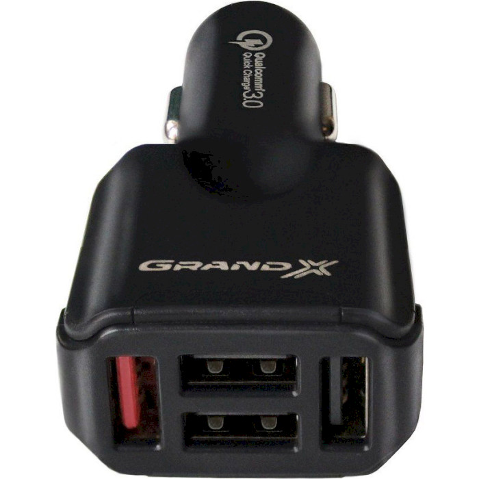 Автомобільний зарядний пристрій GRAND-X CH-09 4xUSB-A, 4.8A, QC3.0 Black