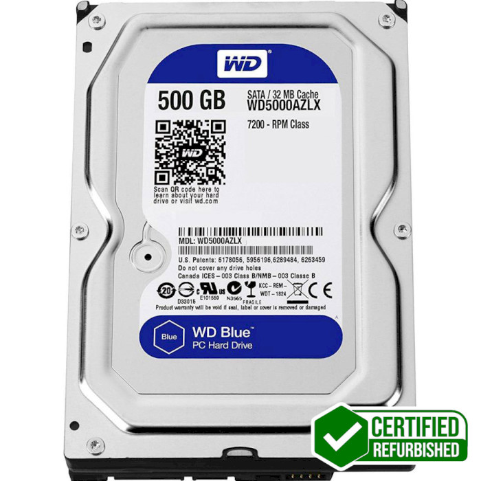 Жорсткий диск 3.5" WD Blue 500GB SATA/32MB (WD5000AZLX-FR) Refurbished