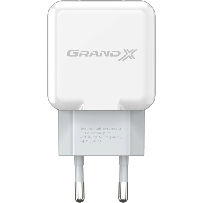 Зарядний пристрій GRAND-X CH-03 1xUSB-A, 2.1A White (CH-03W)
