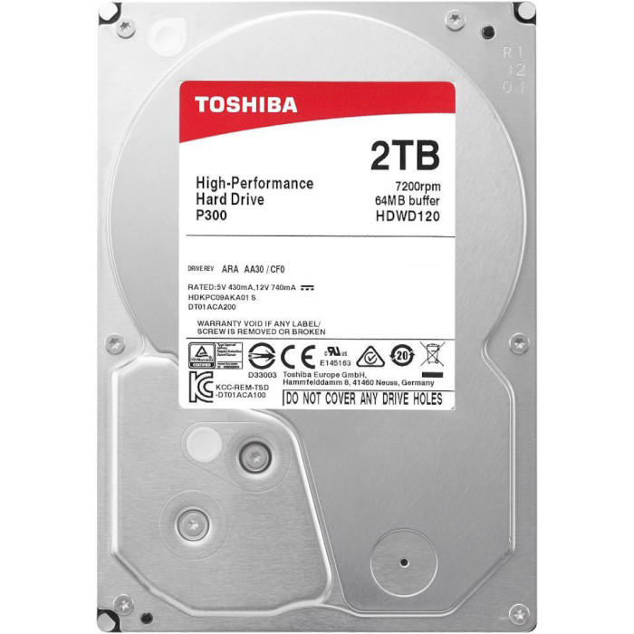 Жорсткий диск 3.5" TOSHIBA P300 Bulk 2TB SATA/64MB (HDWD120UZSVA)