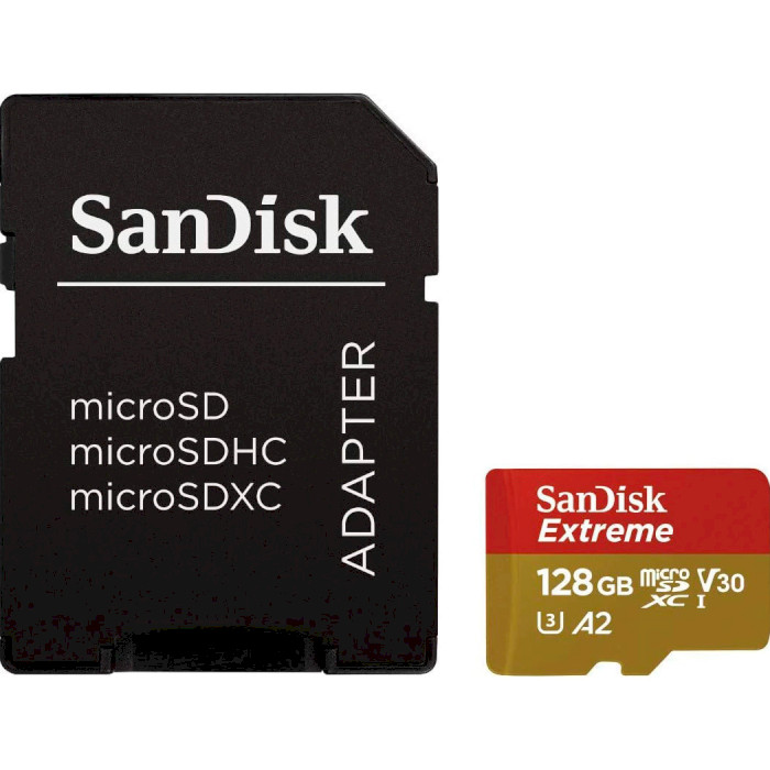 Карта пам'яті SANDISK microSDXC Extreme A2 128GB UHS-I U3 V30 A2 Class 10 + SD-adapter (SDSQXA1-128G-GN6AA)