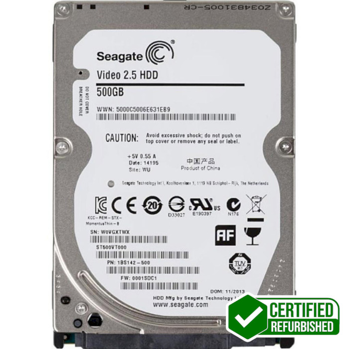 Жорсткий диск 2.5" SEAGATE Video 2.5 500GB SATA/16MB (ST500VT000-FR) Refurbished