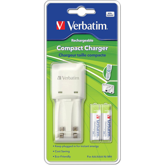 Зарядное устройство VERBATIM Compact Charger + 2 x AAA 1000 mAh (49944)