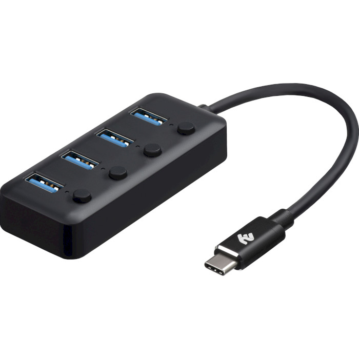 USB-хаб із вимикачами 2E USB-C to 4xUSB3.0 (2E-W1406)