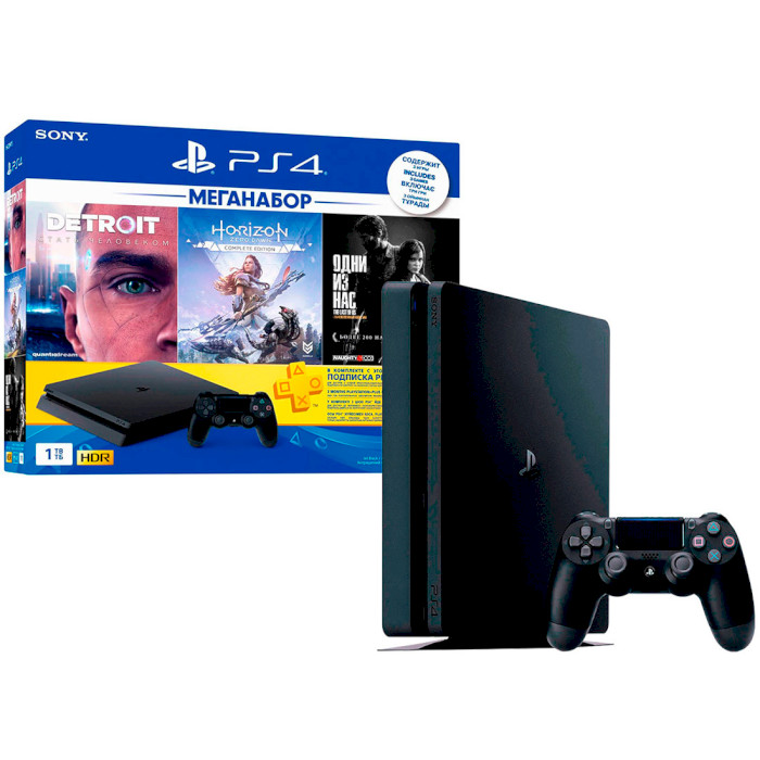 Ігрова приставка SONY PlayStation 4 Slim 1TB + Detroit: Become Human/Horizon Zero Dawn/The Last Of Us/PS+3Month