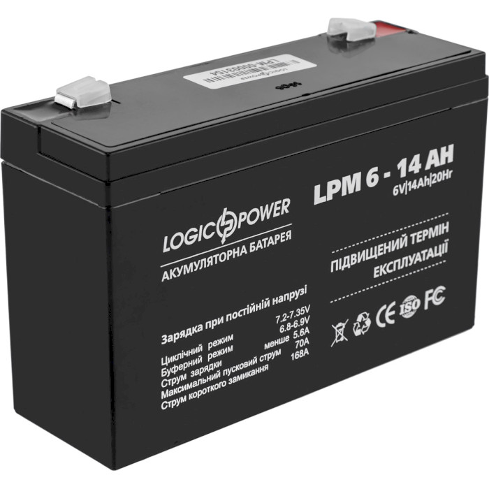 Акумуляторна батарея LOGICPOWER LPM 6-14 AH (6В, 14Агод) (LP4160)