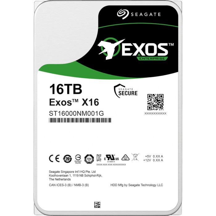 Жёсткий диск 3.5" SEAGATE Exos X16 16TB SATA/256MB (ST16000NM001G)