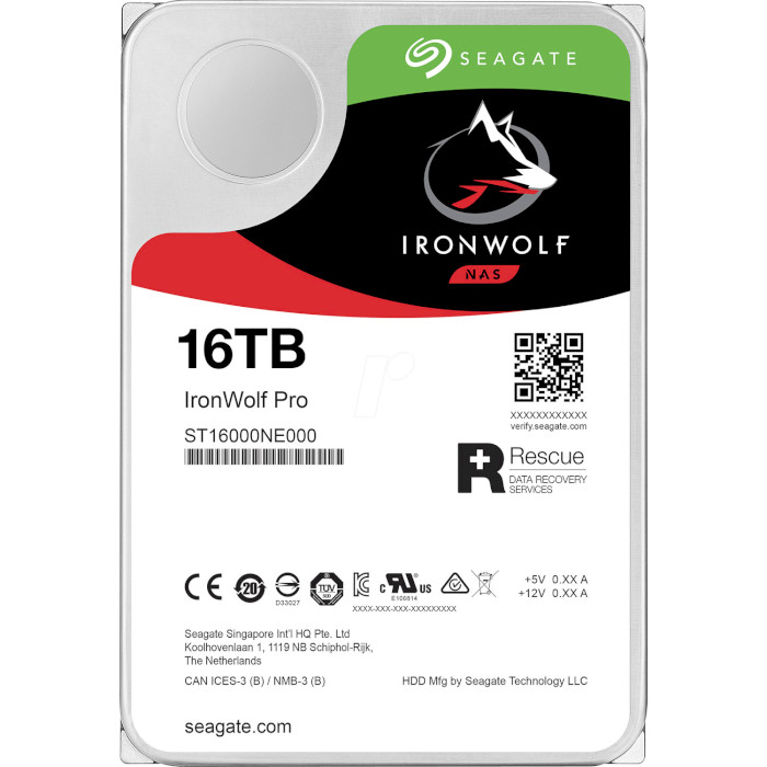 Жорсткий диск 3.5" SEAGATE IronWolf Pro 16TB SATA/256MB (ST16000NE000)