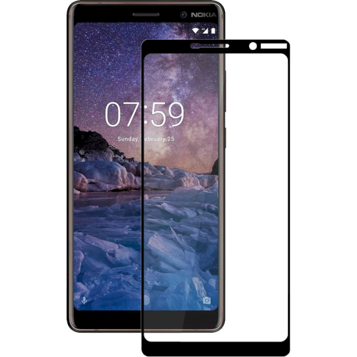 Защитное стекло POWERPLANT Full Screen Black для Nokia 7 Plus (GL605231)