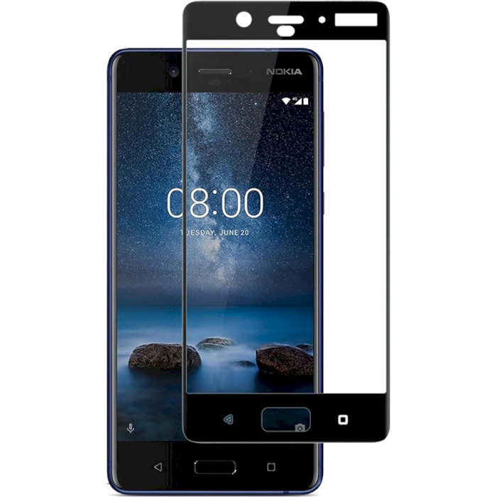 Захисне скло POWERPLANT Full Screen Black для Nokia 8 (GL605224)