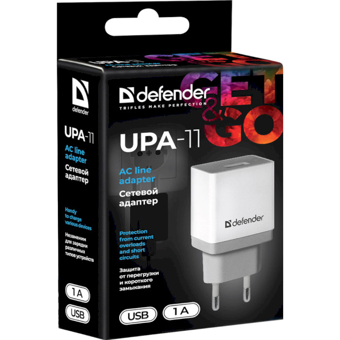 Зарядное устройство DEFENDER UPA-11 1xUSB 5V/1A White (83548)
