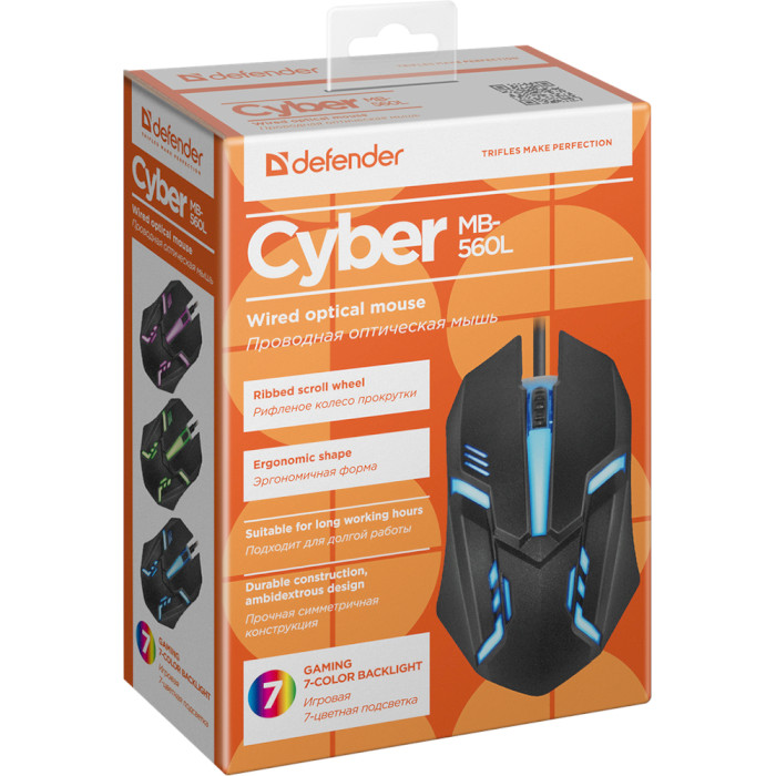 Мышь игровая DEFENDER Cyber MB-560L Black (52560)