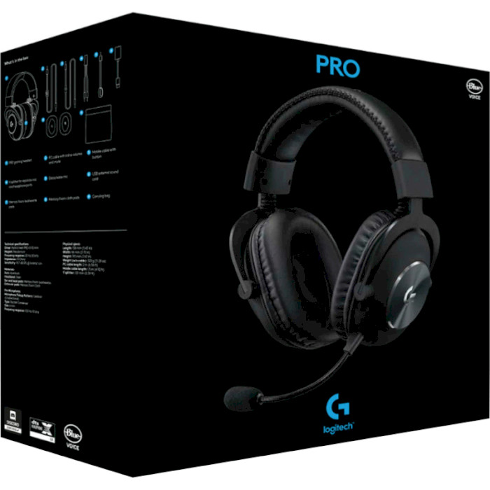 Навушники геймерскі LOGITECH G Pro X Black (981-000818)