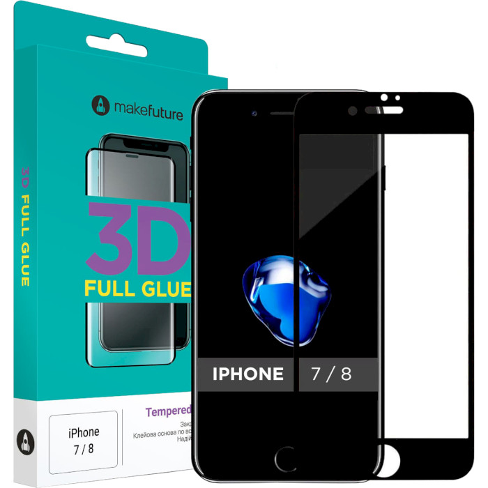 Защитное стекло MAKE 3D Full Glue Black для iPhone 8 (MG3D-AI7/8B)