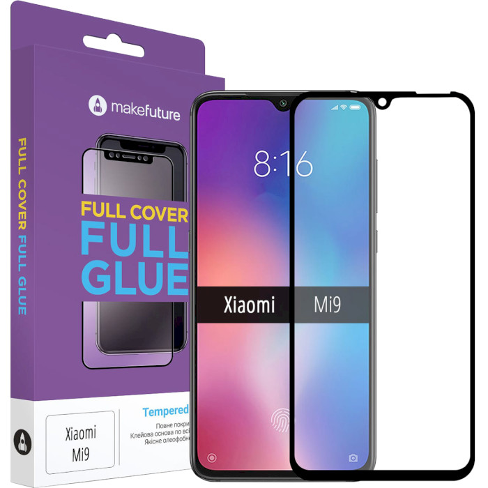 Защитное стекло MAKE Full Cover Full Glue для Xiaomi Mi 9 (MGF-XM9)
