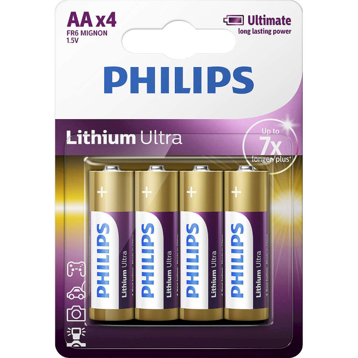 Батарейка PHILIPS Lithium Ultra AA 4шт/уп (FR6LB4A/10)