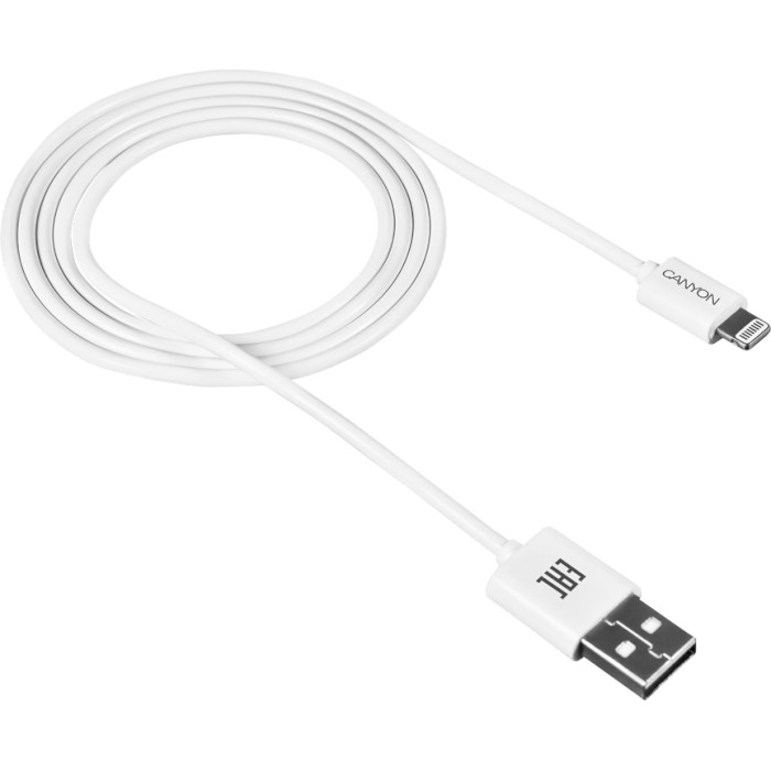 Кабель CANYON CFI-1 Charge & Sync USB-A to Lightning 1м White (CNE-CFI1W)