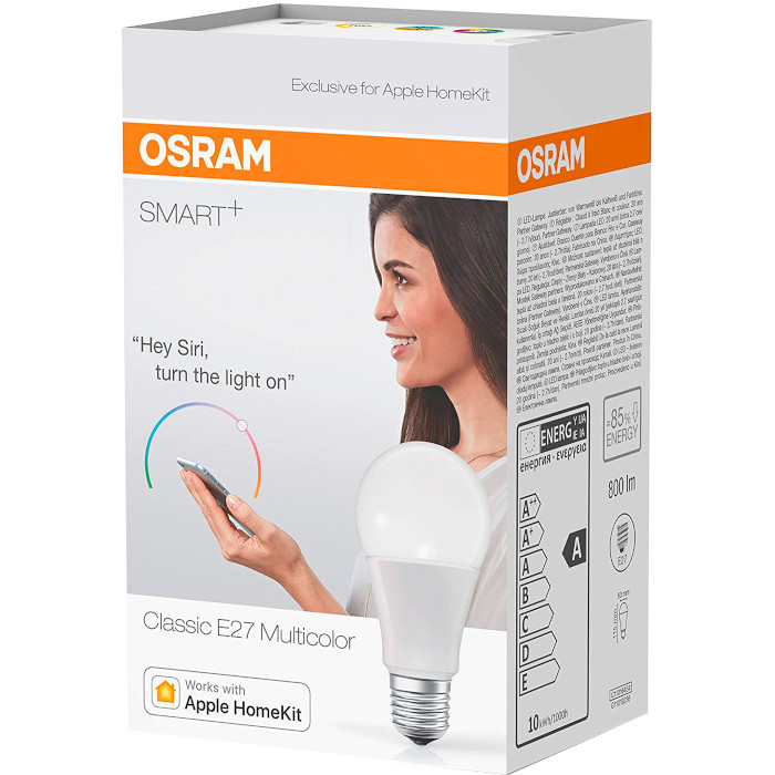 Розумна лампа OSRAM Smart+ Classic Multicolor E27 10Вт 2000-6500K