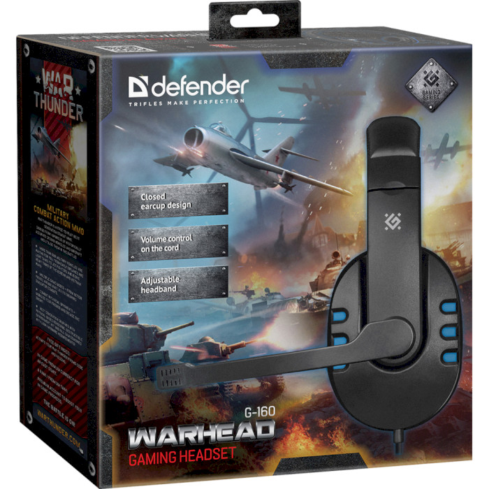 Наушники геймерские DEFENDER Warhead G-160 Black/Blue (64118)