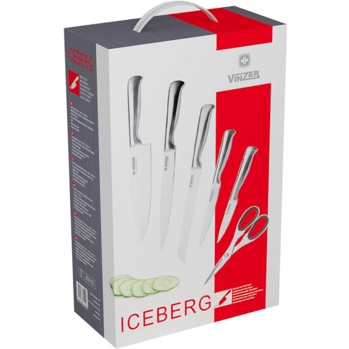 Набор кухонных ножей на подставке VINZER Iceberg 7пр (89110)