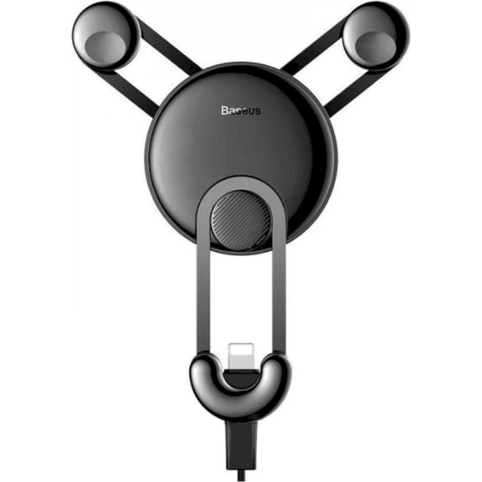 Автодержатель для смартфона BASEUS YY Vehicle-Mounted Phone Charging Holder with USB Cable (iP Version) Black (SULYY-01)