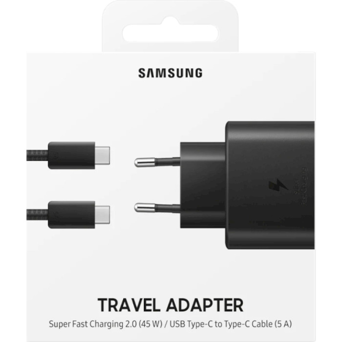 Зарядное устройство SAMSUNG EP-TA845 45W PD3.0 Super Fast Travel Adapter Black w/Type-C to Type-C cable (EP-TA845XBEGRU)