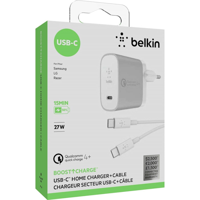 Зарядний пристрій BELKIN Boost Up USB-C Home Charger (F7U074VF04-SLV)