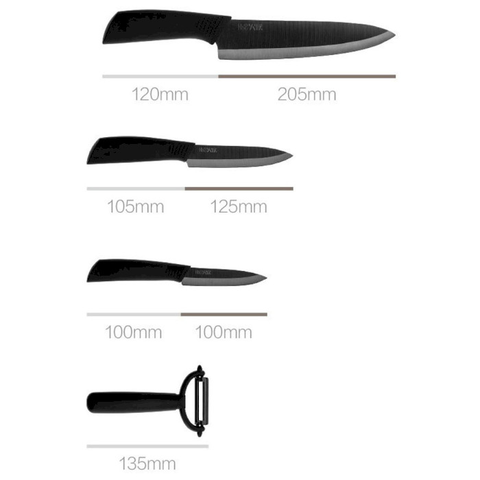 Набір кухонних ножів XIAOMI HUOHOU Nano Ceramic Knife Set 4пр (HU0010)