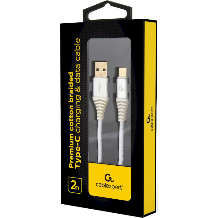 Кабель CABLEXPERT Premium USB2.0 AM/CM White 2м (CC-USB2B-AMCM-2M-BW2)