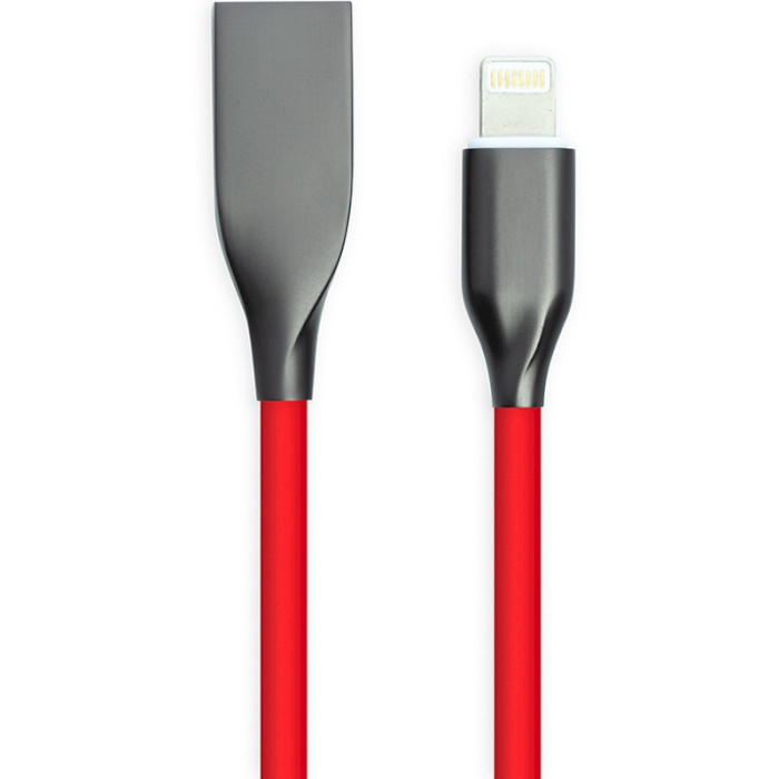 Кабель POWERPLANT USB2.0 AM/Apple Lightning Silicone Red 1м (CA911400)