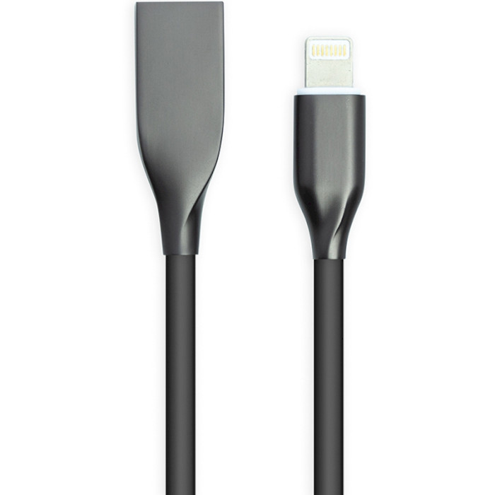 Кабель POWERPLANT USB2.0 AM/Apple Lightning Silicone Black 1м (CA911790)