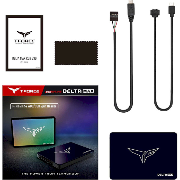 SSD диск TEAM T-Force Delta Max RGB 500GB 2.5" SATA (T253TM500G3C302)