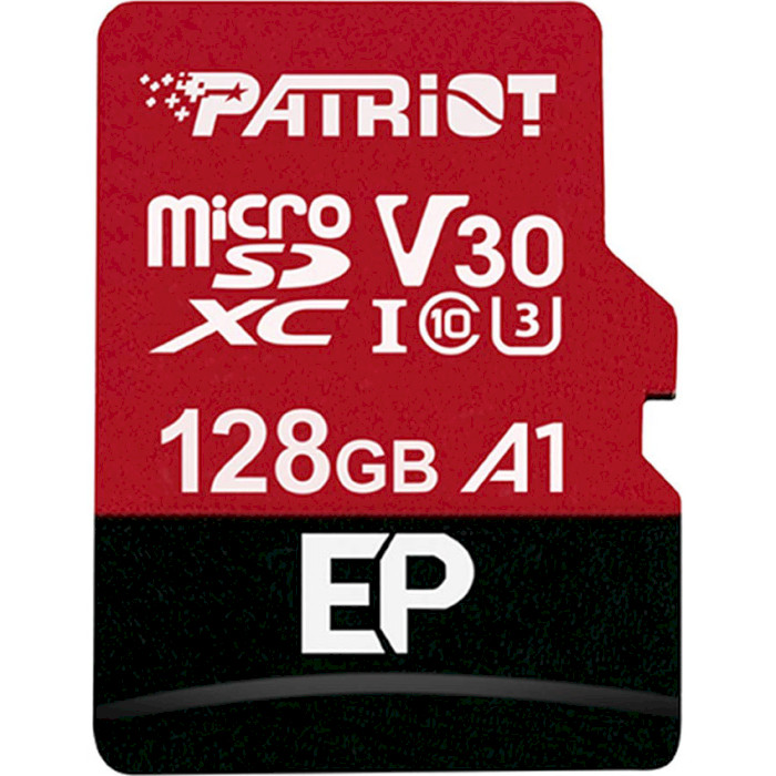 Карта памяти PATRIOT microSDXC EP 128GB UHS-I U3 V30 A1 Class 10 + SD-adapter (PEF128GEP31MCX)