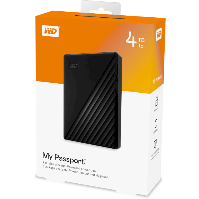 Портативный жёсткий диск WD My Passport 4TB USB3.2 Black (WDBPKJ0040BBK-WESN)