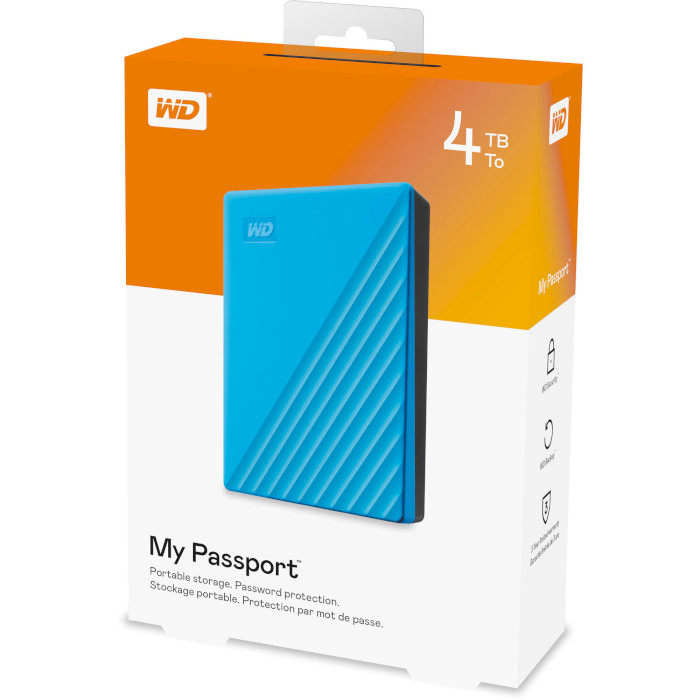 Портативний жорсткий диск WD My Passport 4TB USB3.2 Blue (WDBPKJ0040BBL-WESN)