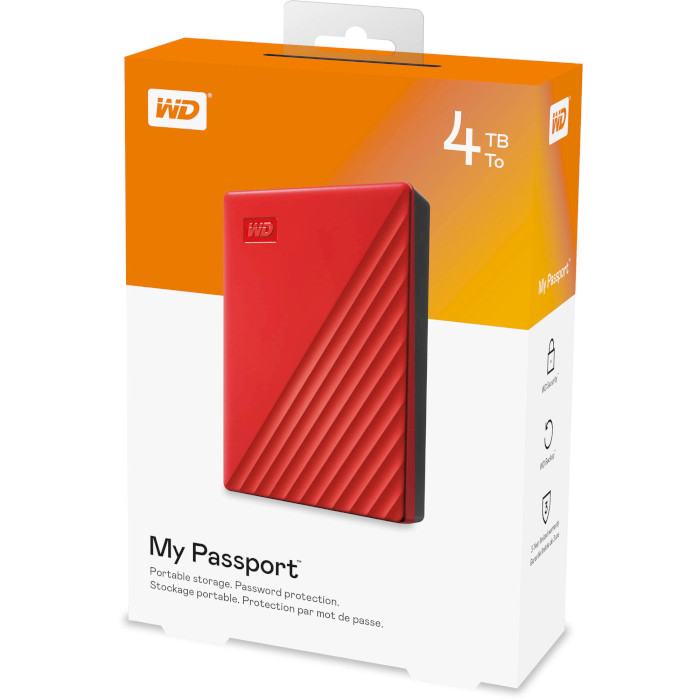 Портативний жорсткий диск WD My Passport 4TB USB3.2 Red (WDBPKJ0040BRD-WESN)