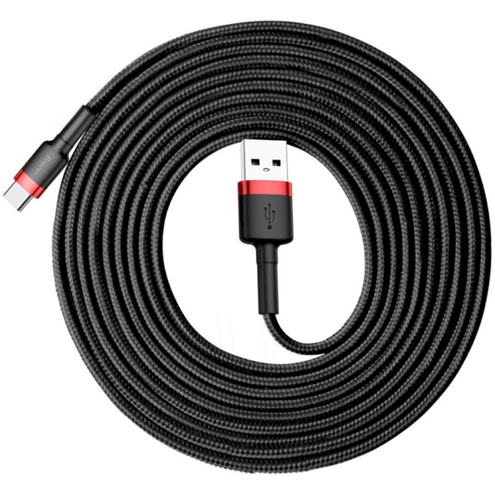 Кабель BASEUS Cafule USB for Type-C 3м Black/Red (CATKLF-U91)