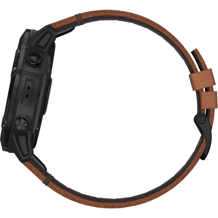 Смарт-часы GARMIN Fenix 6X Pro Sapphire 51mm Black DLC with Chestnut Leather Band (010-02157-14/13)