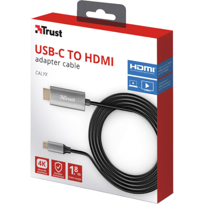 Кабель TRUST Calyx USB-C - HDMI 1.8м Black (23332)