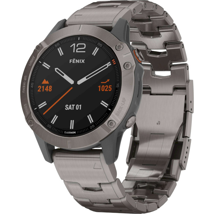 Смарт-часы GARMIN Fenix 6 Pro Sapphire 47mm Titanium with Vented Titanium Bracelet (010-02158-23/22)