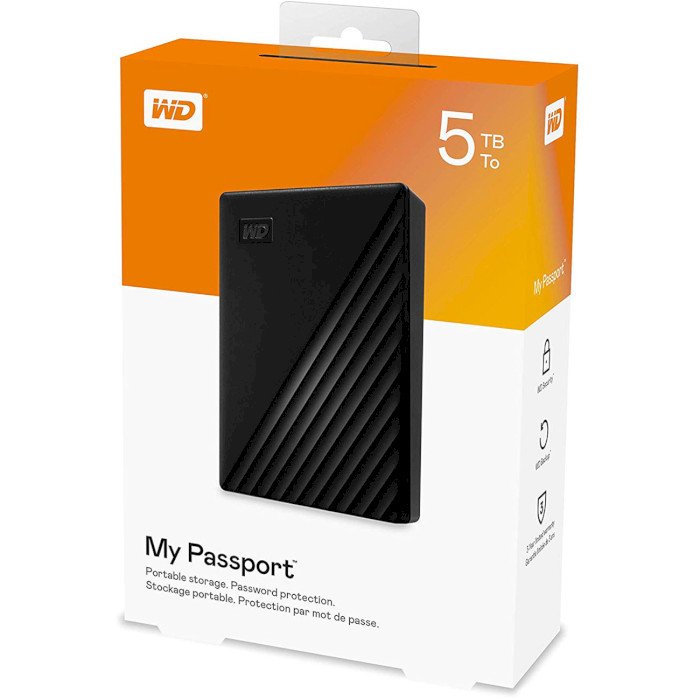 Портативный жёсткий диск WD My Passport 5TB USB3.2 Black (WDBPKJ0050BBK-WESN)