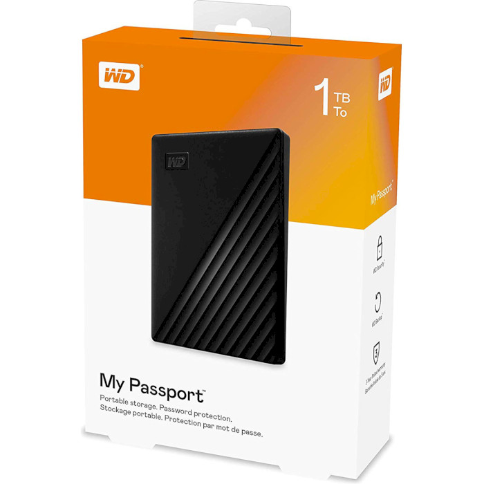 Портативний жорсткий диск WD My Passport 1TB USB3.2 Black (WDBYVG0010BBK-WESN)