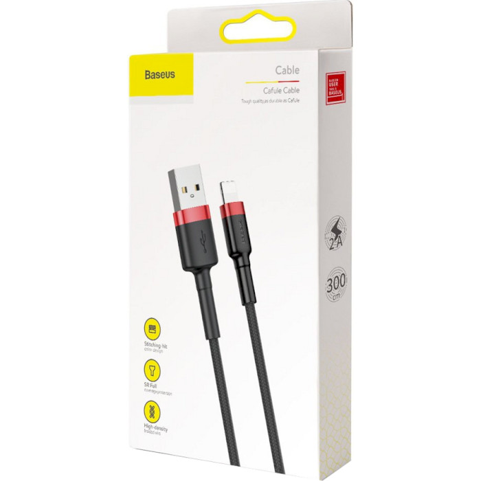 Кабель BASEUS Cafule Cable USB for Lightning 3м Red/Black (CALKLF-R91)
