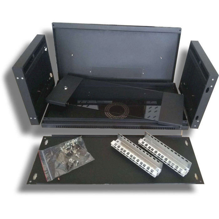 Настенный шкаф 19" HYPERNET WMNC-35-6U-Flat-Black (6U, 600x350мм, RAL9005)