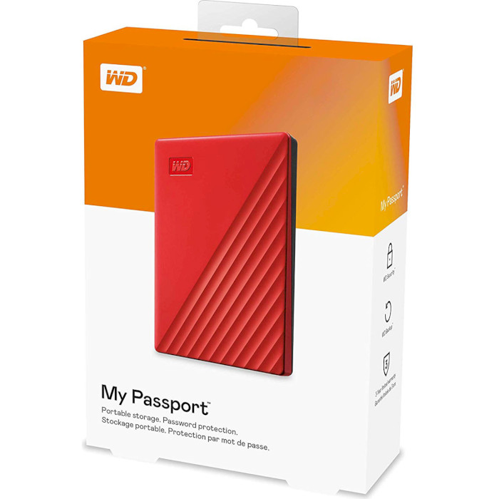 Портативный жёсткий диск WD My Passport 2TB USB3.2 Red (WDBYVG0020BRD-WESN)